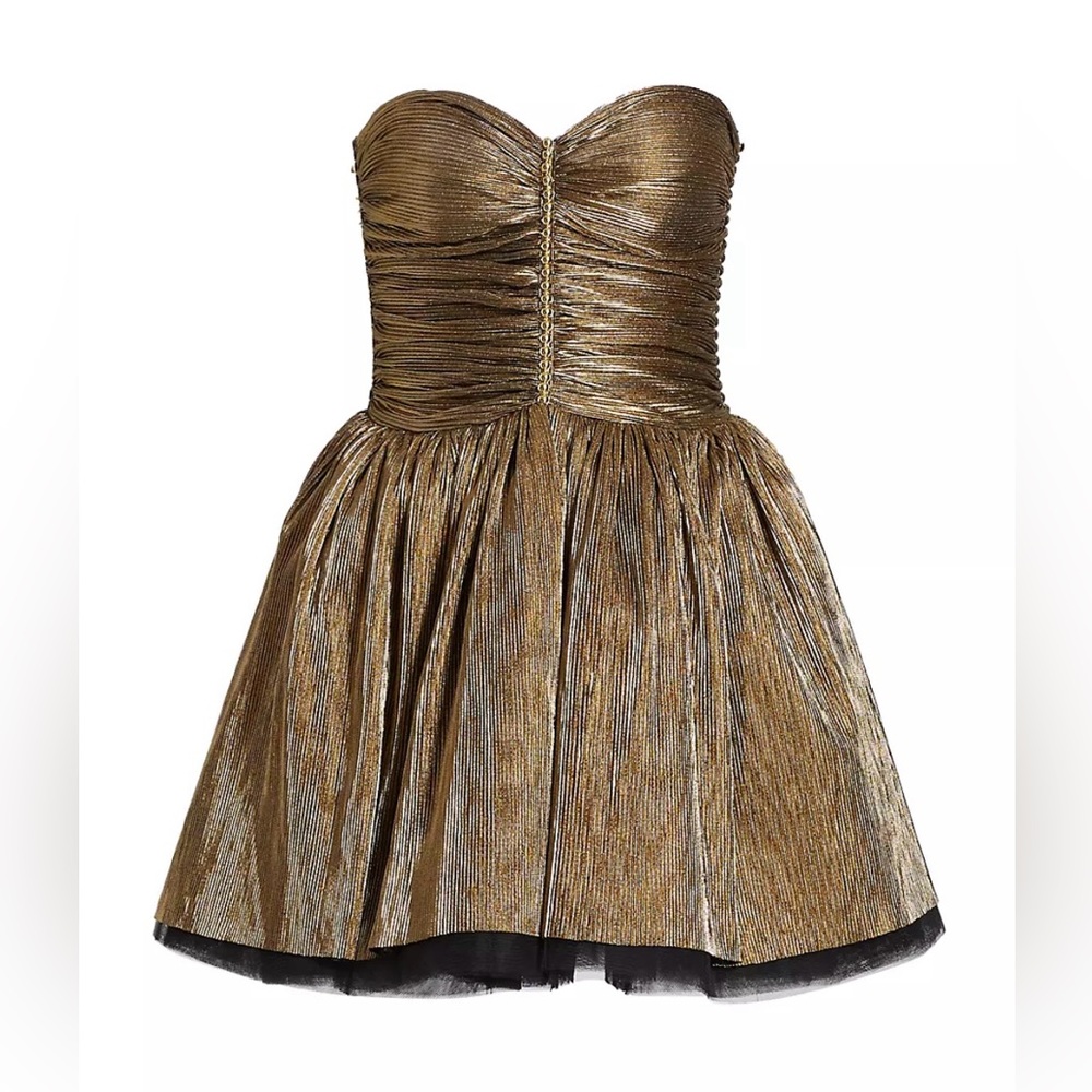 Bronx And Banco Florence Strapless Gold Mini Dress.